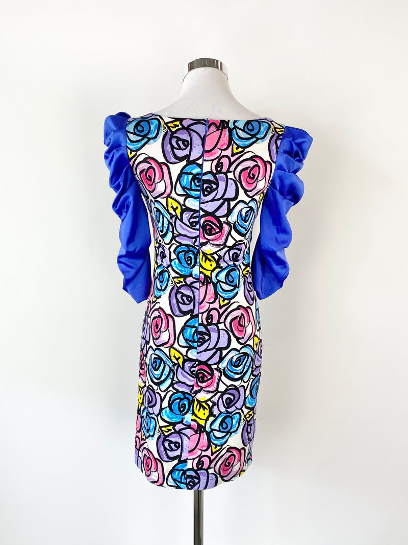 Max Mara Petit Blue Stain Glass Floral Dress
