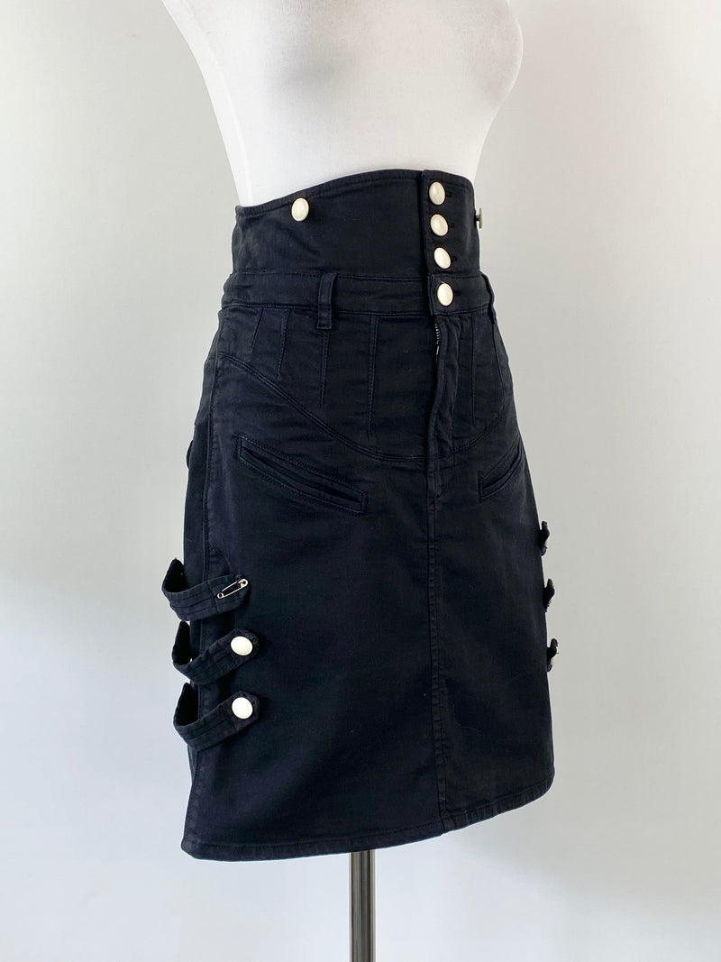 Isabel Marant Black Denim High Waisted Skirt - AU12