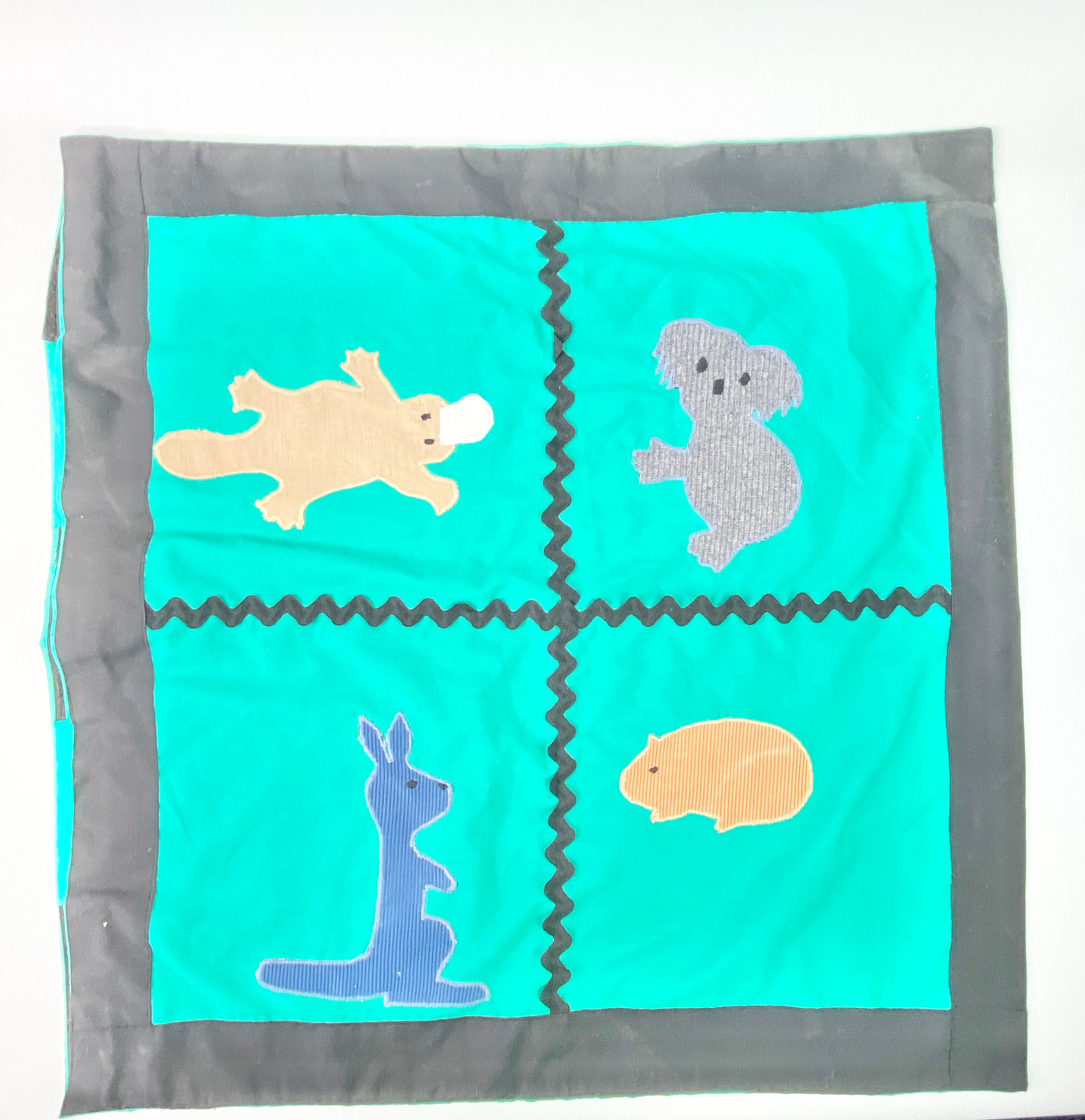 Handmade Australiana Wildlife Green Cushion
