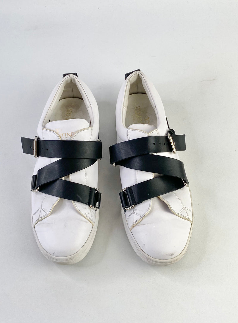 Valentino Garavani White Black Strap Sneakers - EU38.5