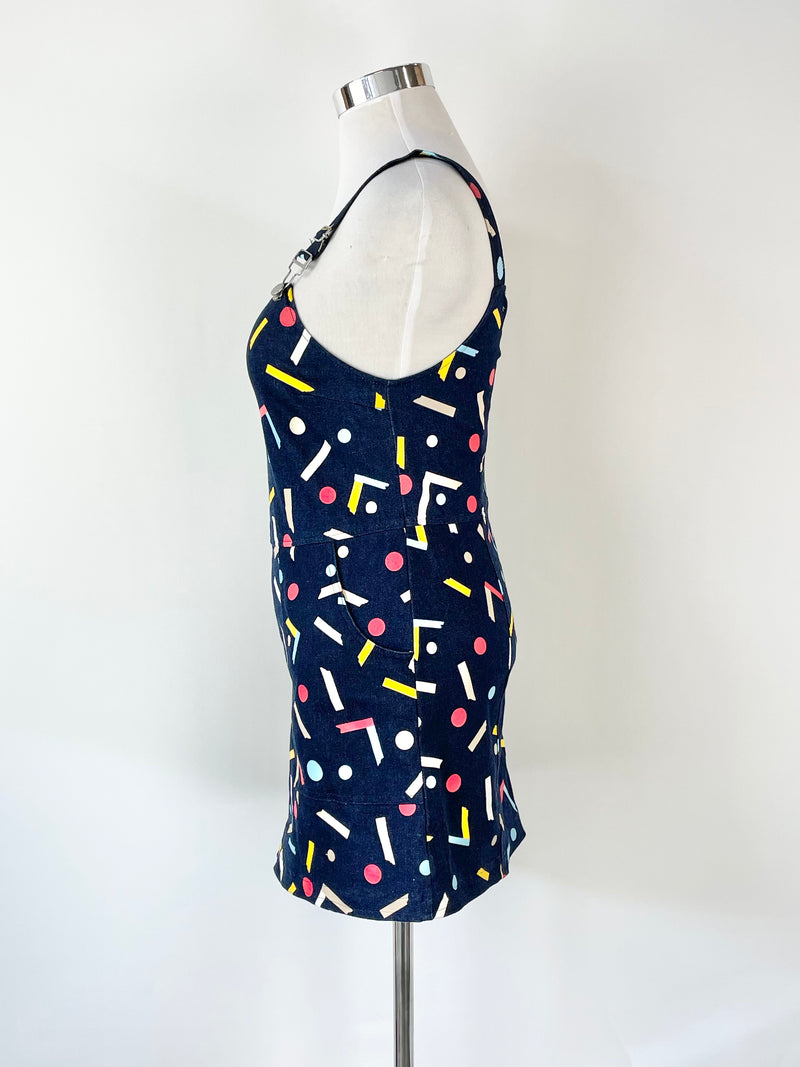 Gorman x Mireia Ruiz Navy Blue Denim Confetti Pattern Mini Dress - AU10