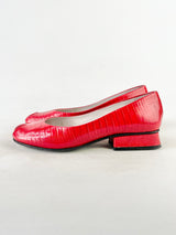 Fiordiluna Red Leather Wedge Shoes - EU36
