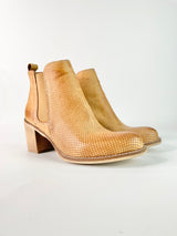 ZK Tan Leather Zip Chelsea Heel Boots - EU41