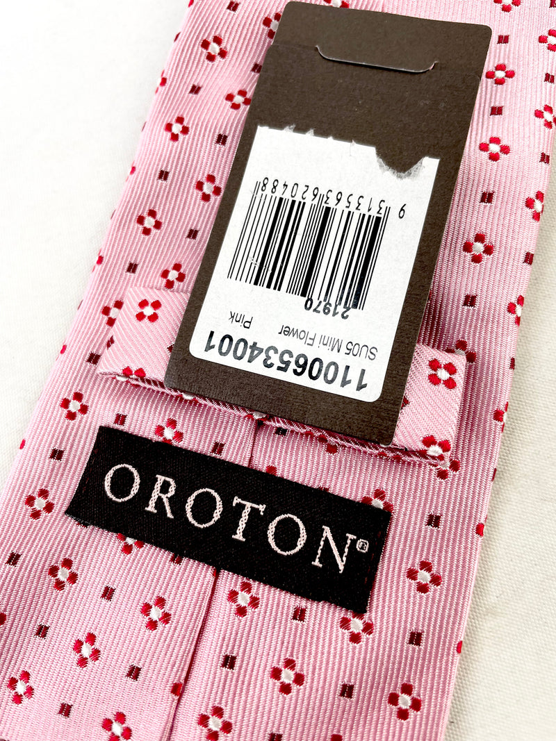 Oroton Pink Mini Flower Silk Tie
