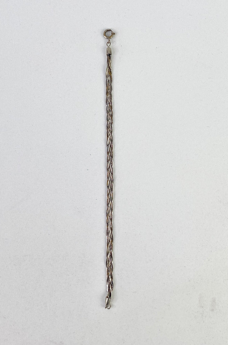 Vintage 1980s Braided Silver Bracelet