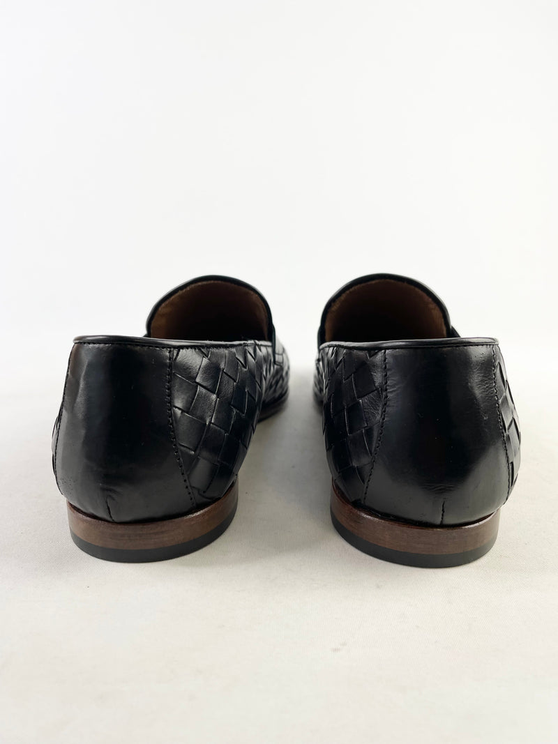 Brando Clive Black Woven Leather Loafers - EU40