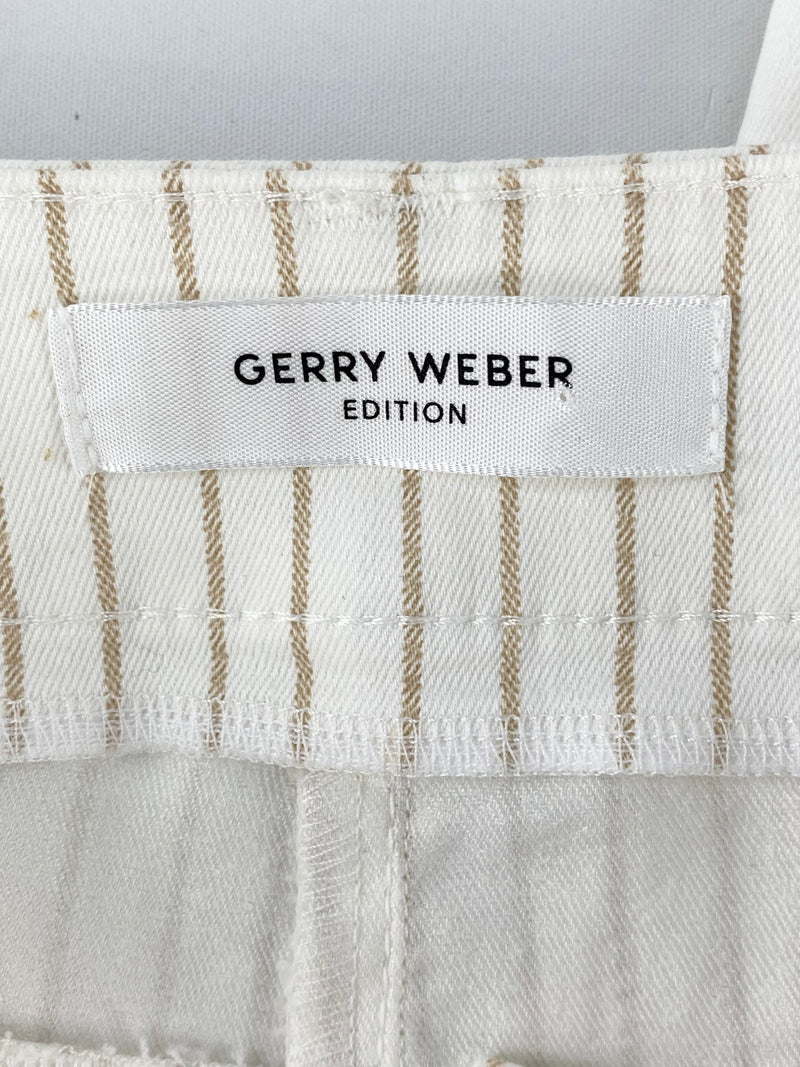 Gerry Weber Edition White & Beige Pinstriped Capris - AU10