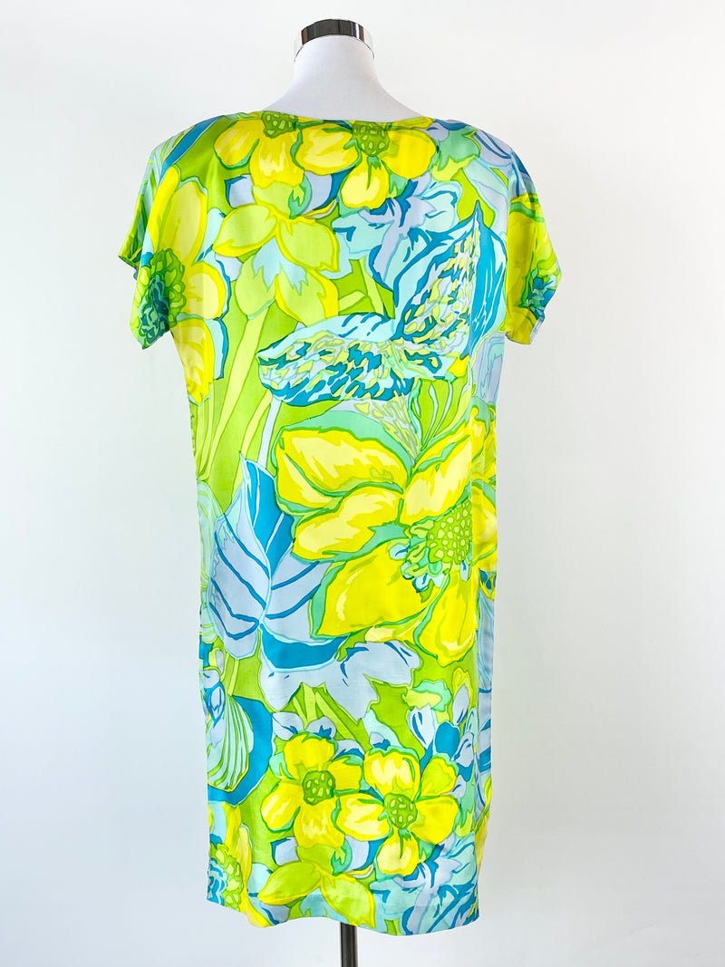 Handmade Abstract Silky Floral Dress - AU10/12