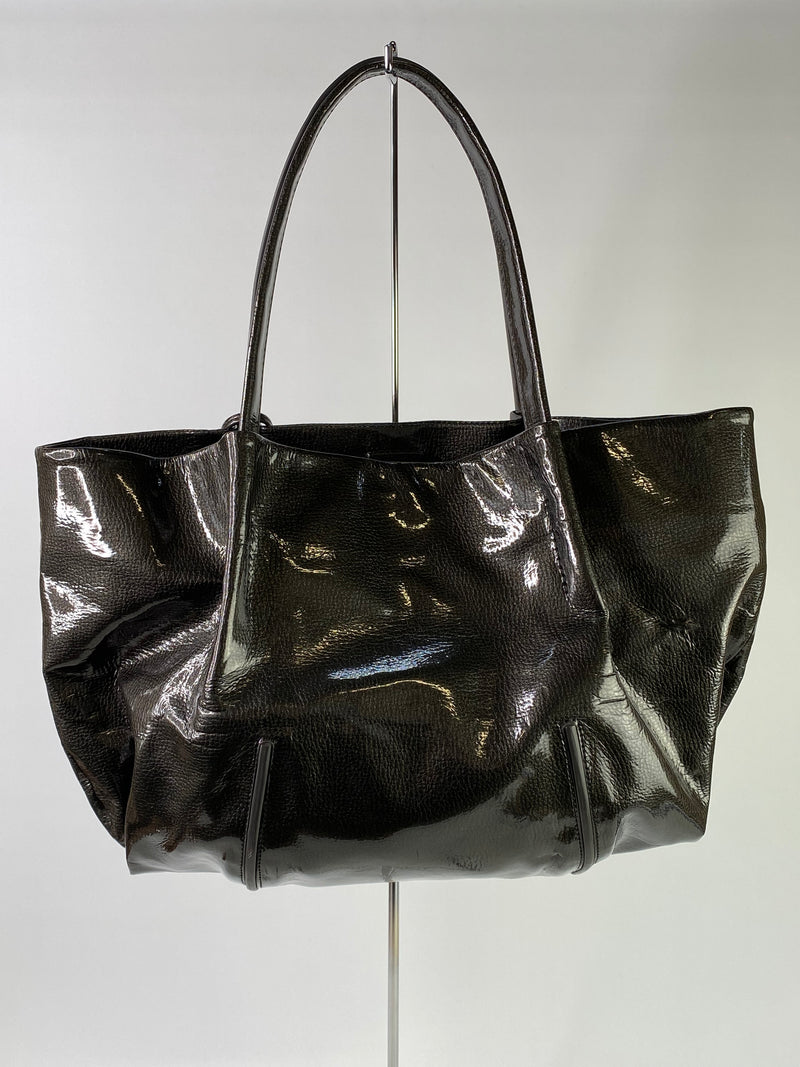 Calvin Klein Gunmetal Grey Patent PVC Tote Bag