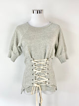 NFS Grey Lace Up Sweater Top - AU8