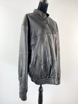 80s Black Leather Jacket -L