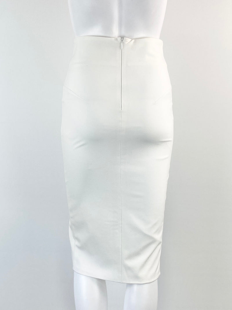 Murmur White High Waisted Adjustable Pencil Skirt - AU6
