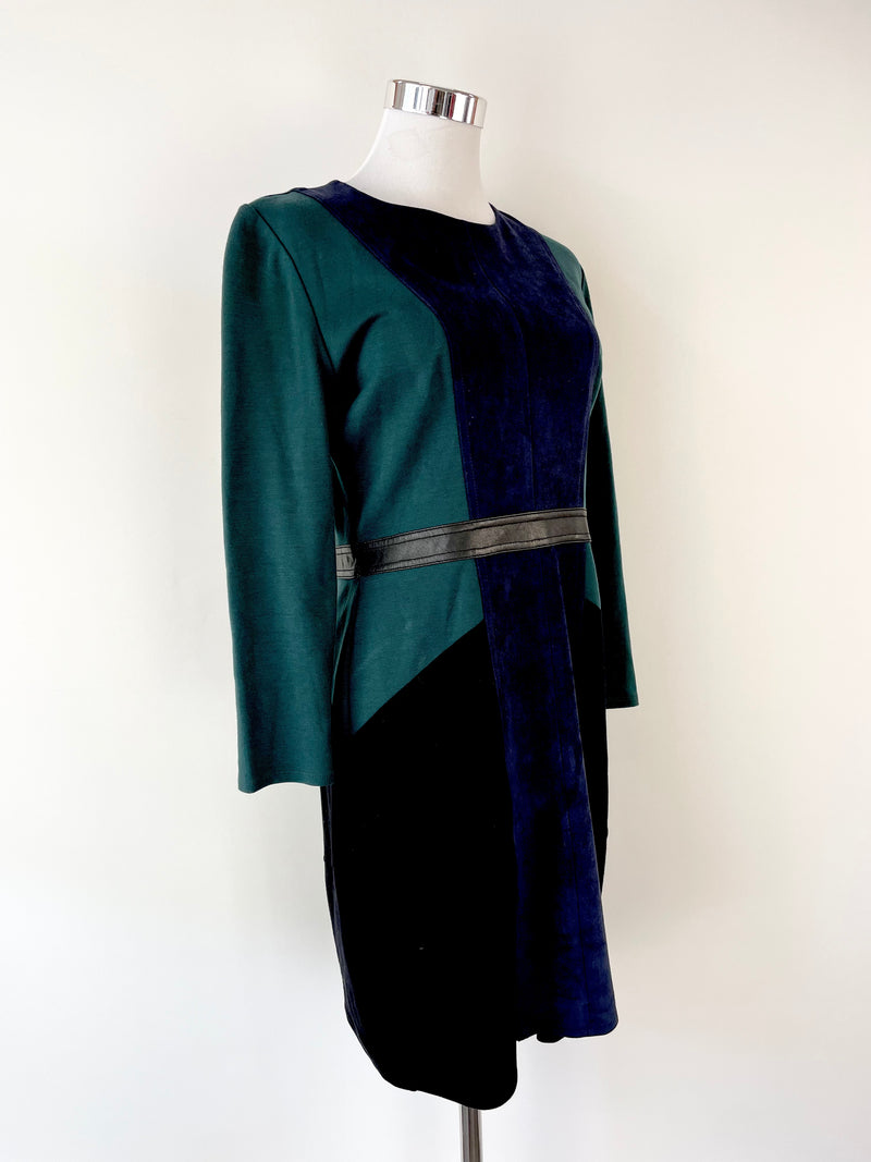 BCBGMaxazria Forest Green & Blue Mini Dress - AU8
