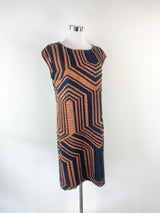 Sandro Ferrone Orange & Black embossed Dress - AU10/12