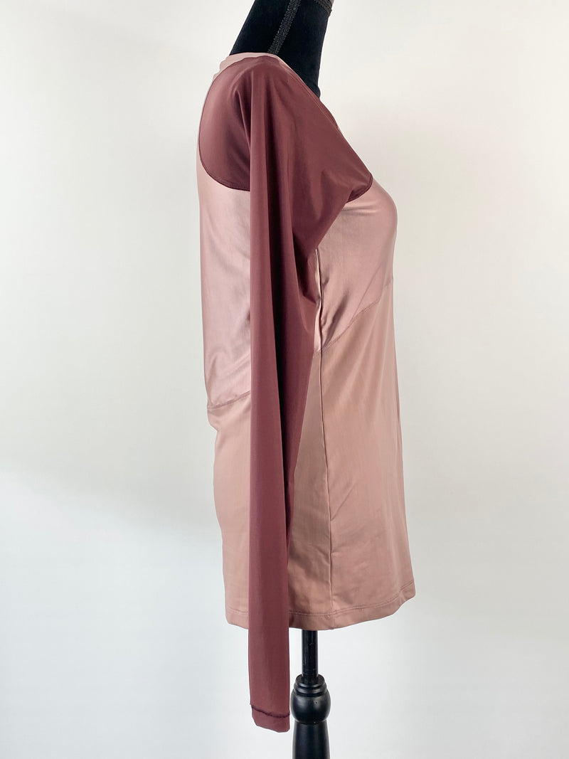 Nike Pro Hypercool Glamour Pink & Shiraz Contrast Long Sleeve Top - AU12