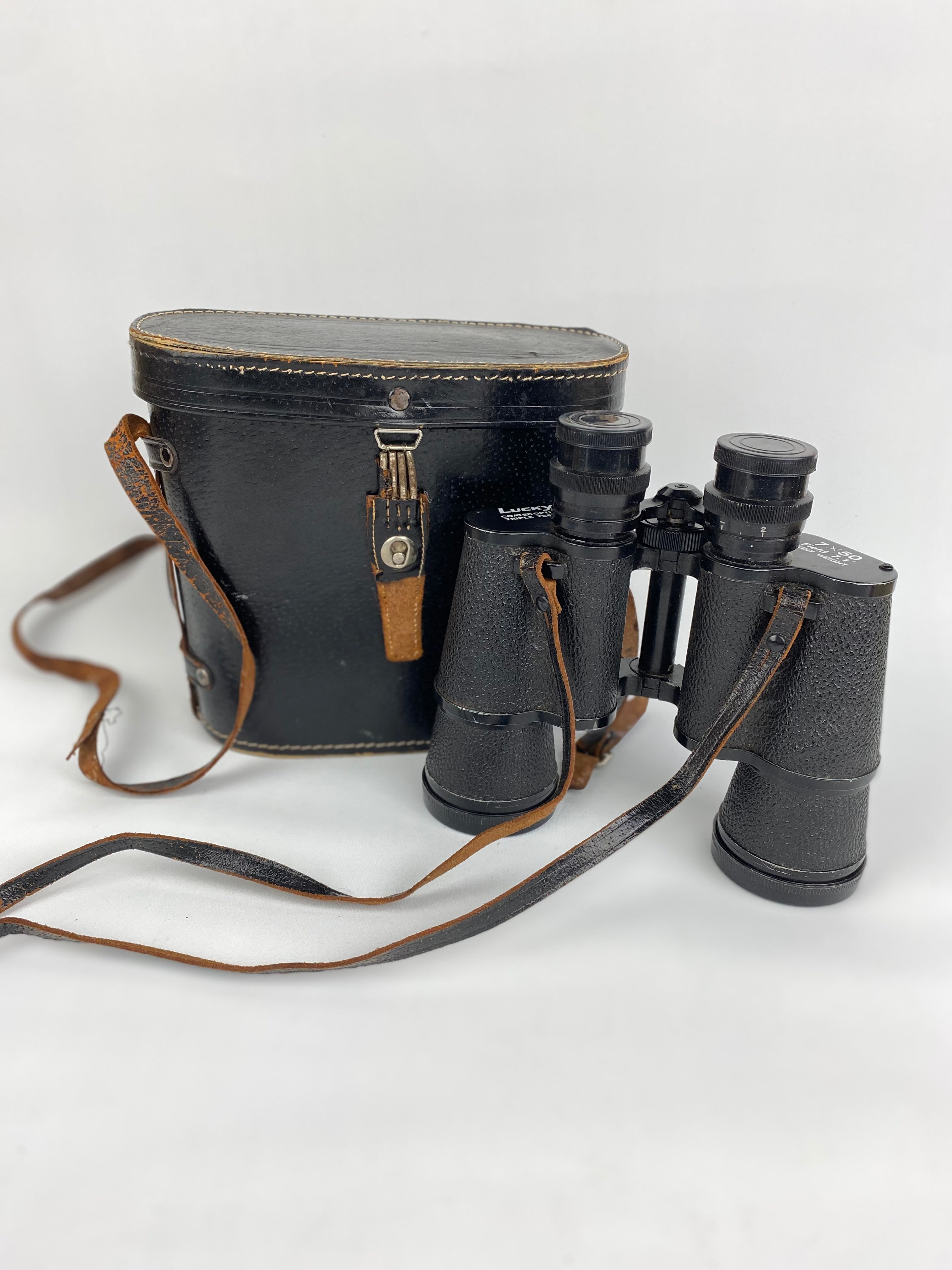 Vintage Lucky Coated Optics 7 x 50 binoculars with Leather Case