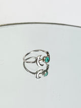 Vintage Silver Crescent + Turquoise Ring - Size 9