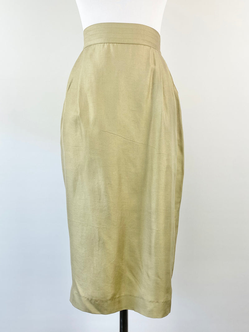 Vintage Champage Gold Sand Washed Silk Suit - AU12