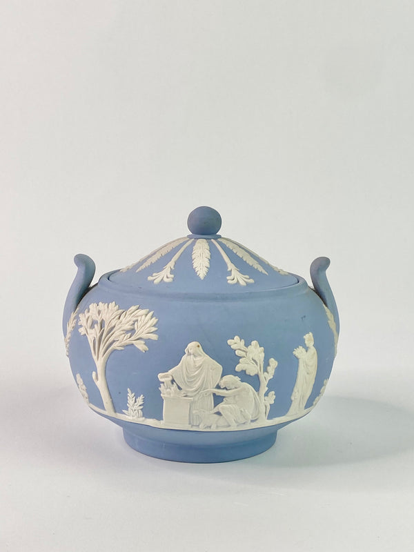 Wedgwood Blue Jasper Ware Sacrifice Sugar Bowl and Lid