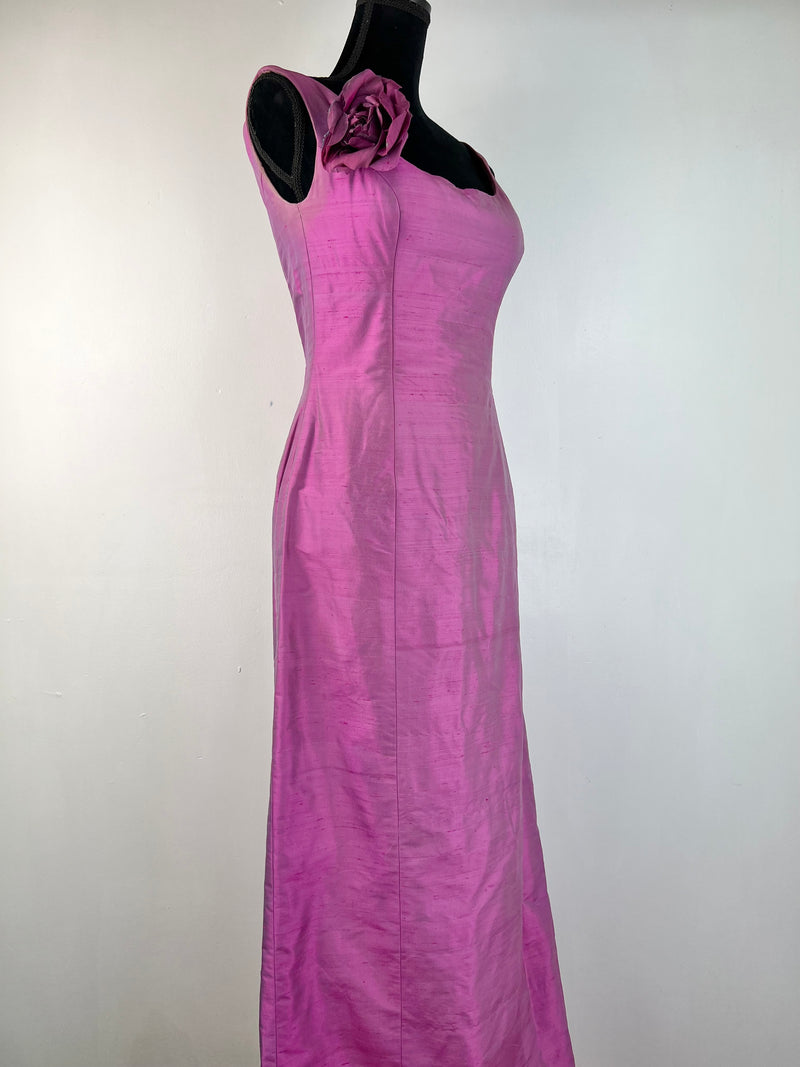 Vintage Mariana Hardwick Fuchsia Raw Silk Gown - AU10