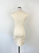 Alexander McQueen Cream Jacquard Bodycon Dress - AU4/6