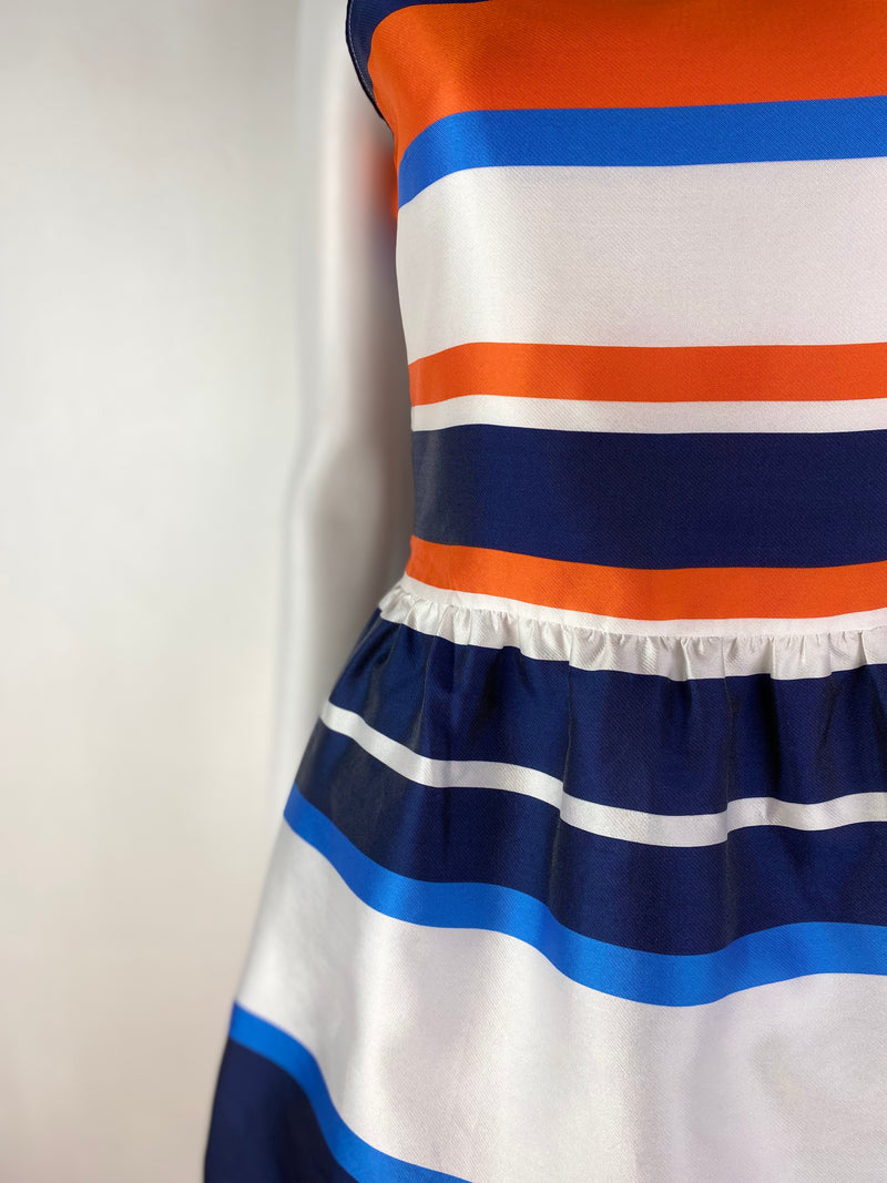New Blue, Orange & White Contrast Stripe Dress - EU 38