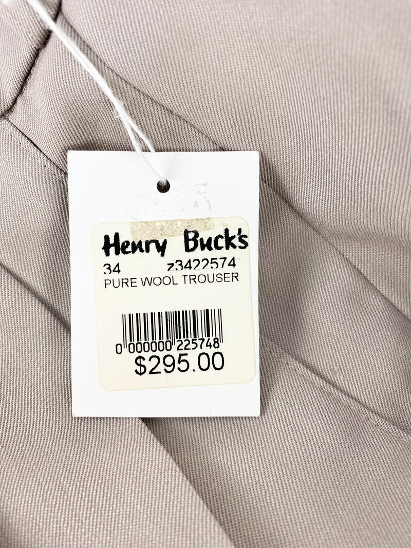 Henry Bucks Taupe Pure Wool Slacks NWT - Size 34
