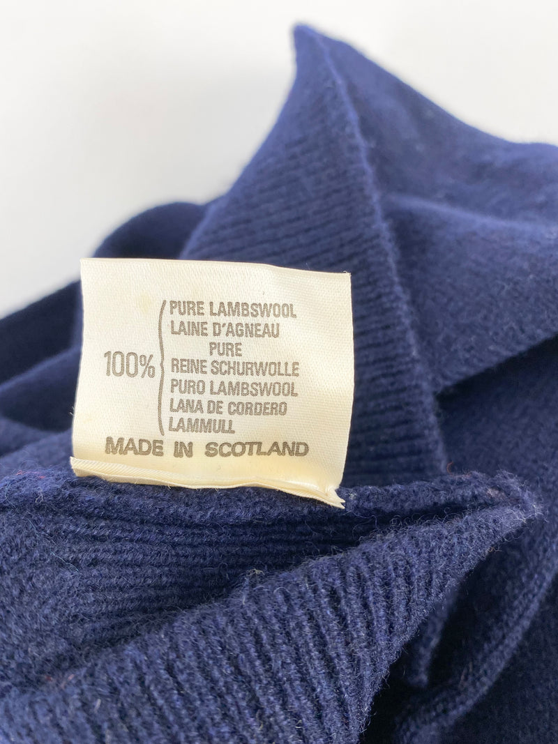 Vintage Braemar Scottish Made Lambswool Blue & Green V-Neck Sweater
