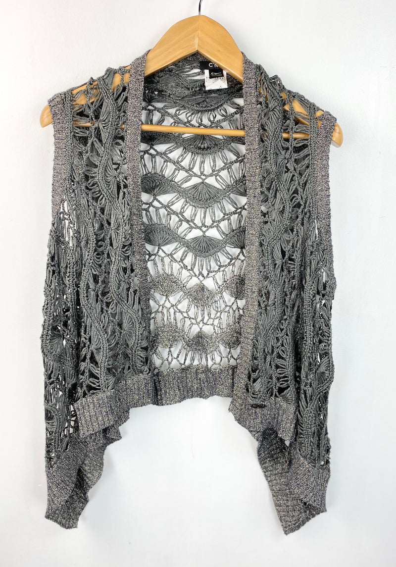 Costume National Grey Metallic Shift Crochet Vest - AU 8 / 10