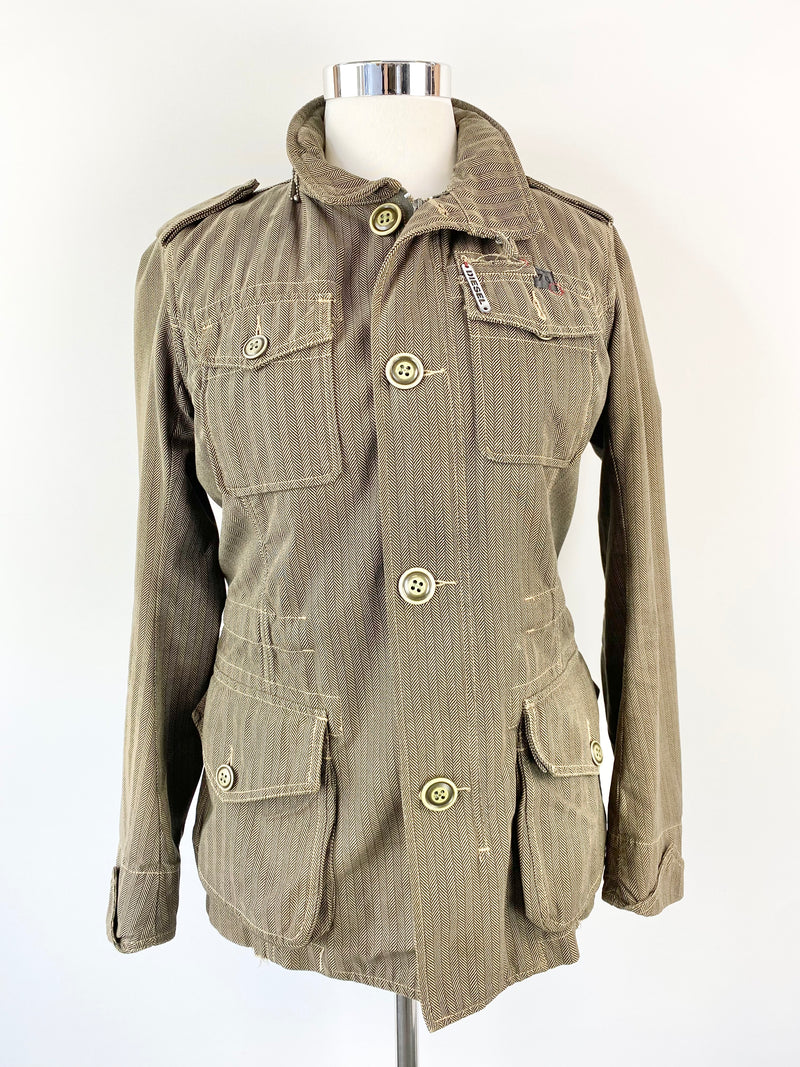 Y2K Diesel Green Herringbone Jacket - S