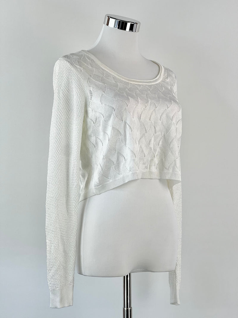 Rag & Bone White Cropped Knit Top - AU6-8