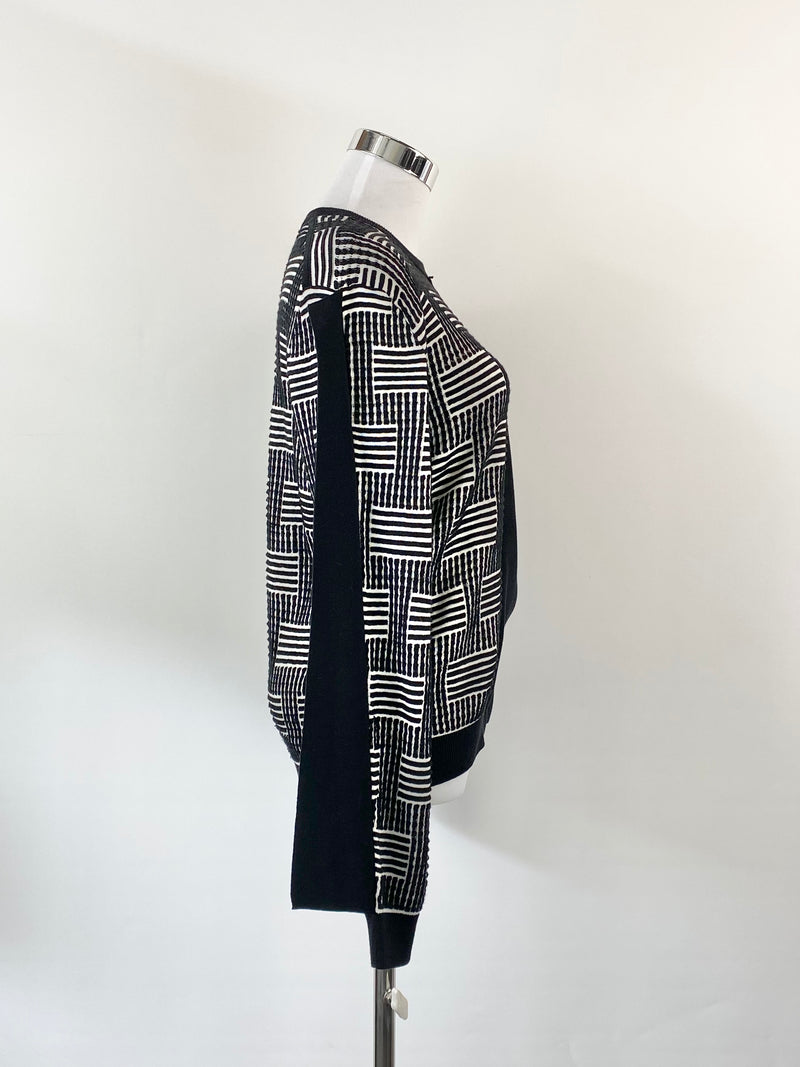 Kenzo Textured Silk & Cotton Black & White Jumper - AU10