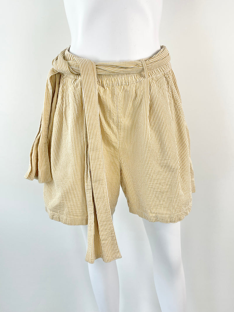 Kowtow Yellow & White Striped Shorts - XS