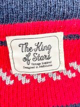 The King of Stars Vintage Inspired Red Patterned Cardigan - M