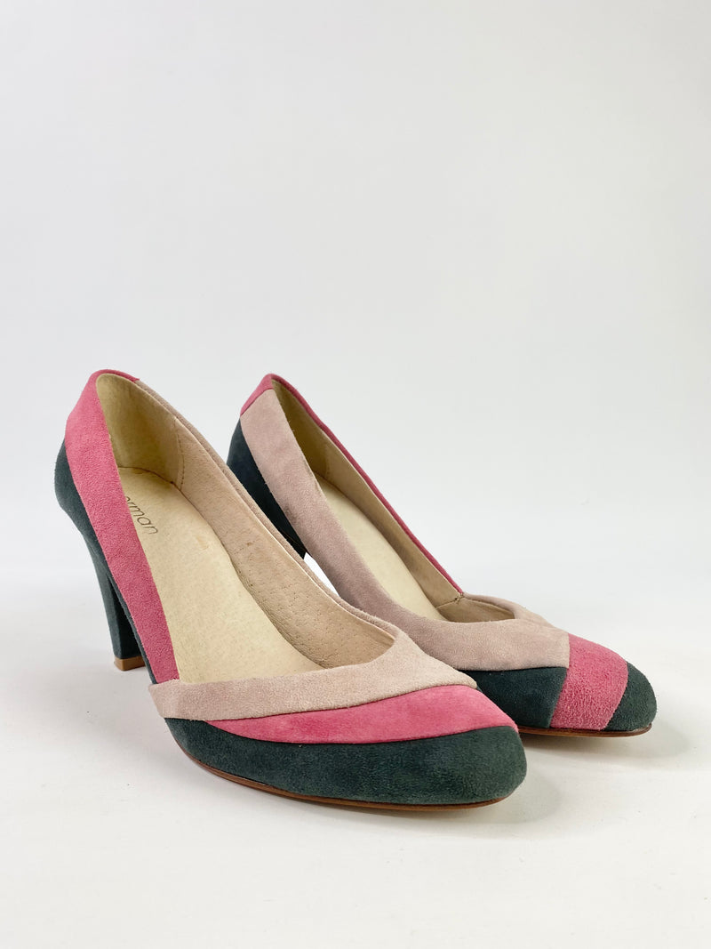 Gorman Green, Cream & Pink Suede Heels - EU37