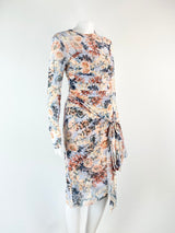 Bec & Bridge Sky Blue Floral Long Sleeve Mini Dress - AU10