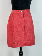 80s Red Squiggle Leather Mini Skirt - AU8