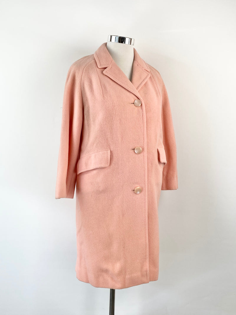 Vintage 70s Pastel Pink Wool Coat - AU14/16