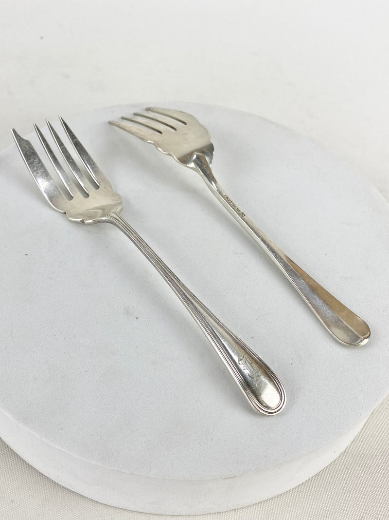 Birks Sterling Monogramed Dessert Fork Set
