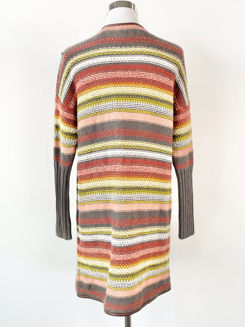 Indi & Cold Charcoal Striped Wool Cardigan - S