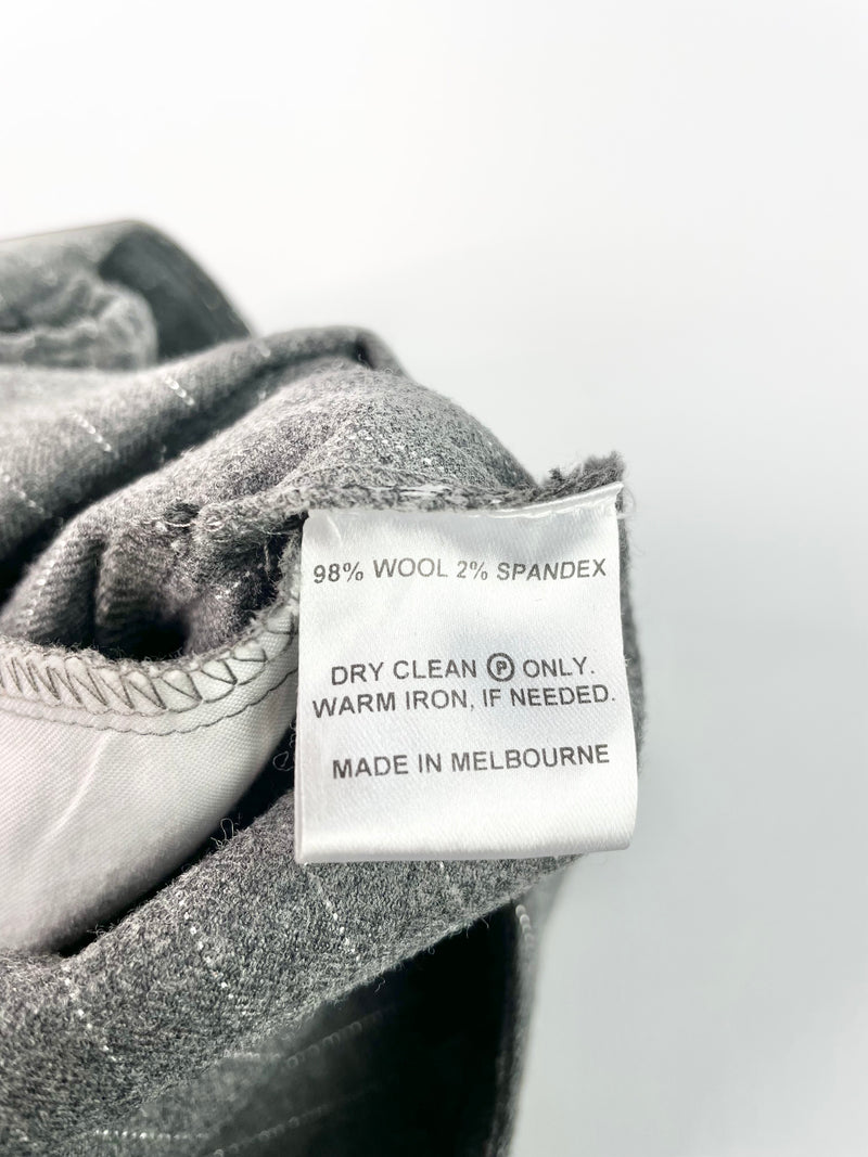 Doro Charcoal Pinstripe Wool Blend Strap Dress - XS