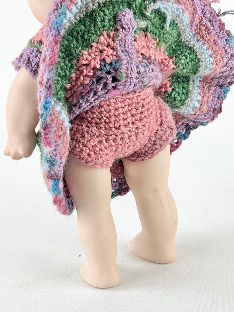 Vintage Porcelain Kewpie Doll With Crochet Dress