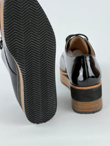 Jo Mercer Black Patent Leather Platform Lace-Ups - EU38