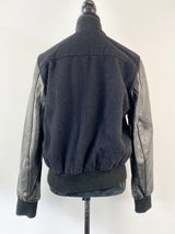 Schott Black Wool & Leather Baseball Jacket - S