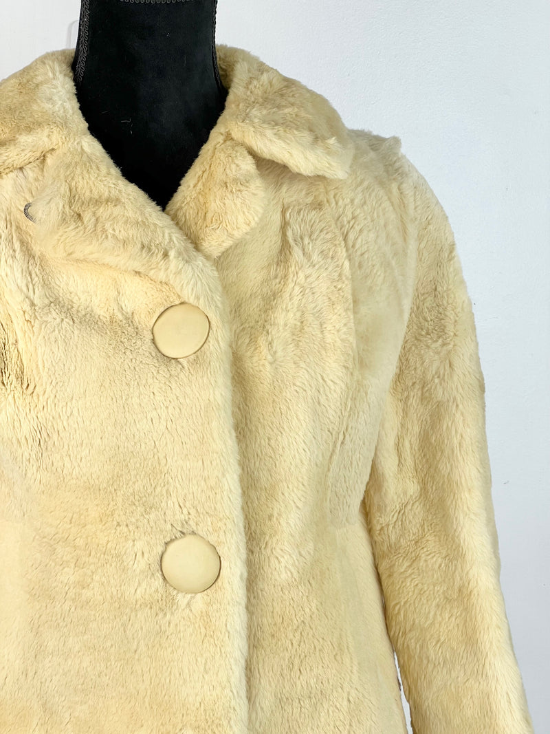 60s Australian Made Cream Kangaroo Fur Coat - AU6
