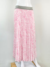 Betty Basics White & Pink Pastel Mosaic Pleated Maxi Skirt - AU10