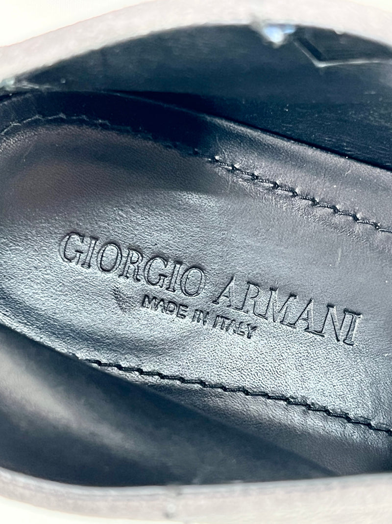 Giorgio Armani Charcoal Perforated Leather Chukka Boots - Mens UK10