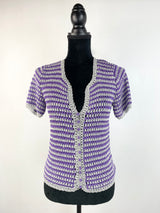 Silver & Purple Metallic Crochet Top - AU 8