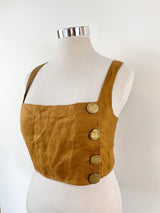 Nicholas Mustard Linen & Silk Crop Bustier - AU12