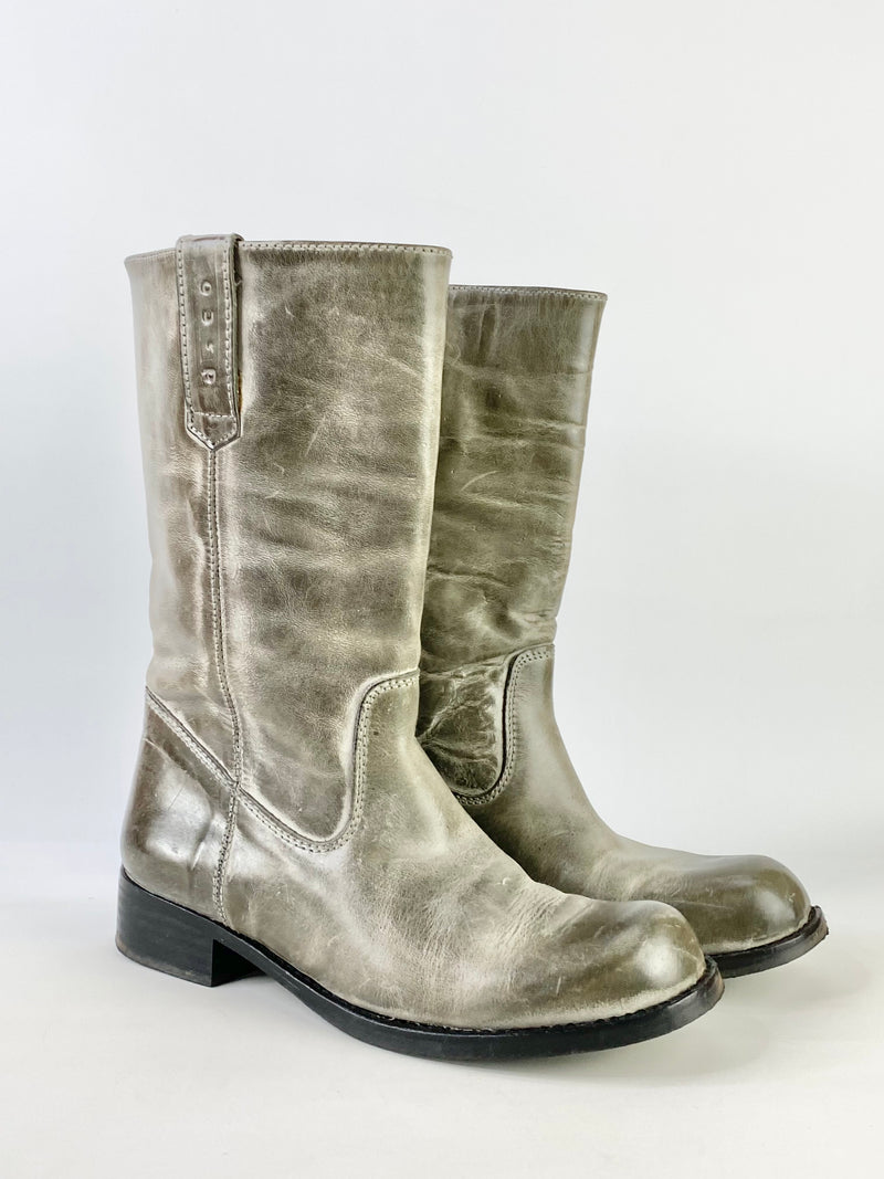 D.CO Copenhagen Distressed Grey Leather Boots - EU39